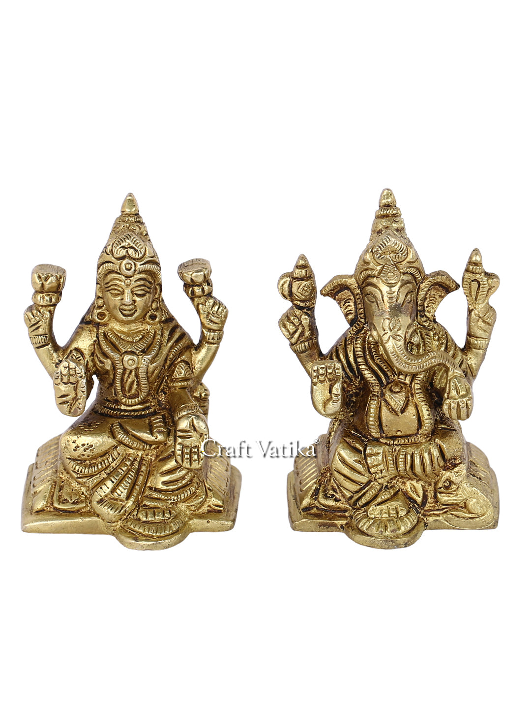Brass Sitting Lakshmi Ganesha Idol Murti Statue Lgbs111