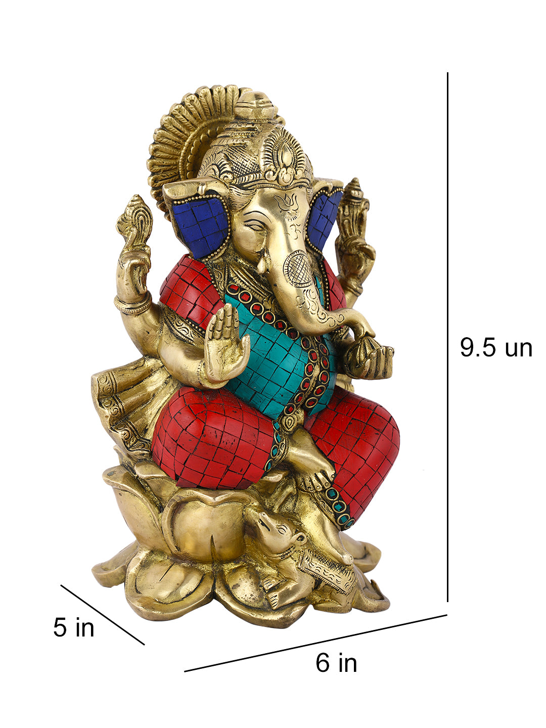 Brass Blessing Ganesh Idol Sitting On Lotus Statue Gts158