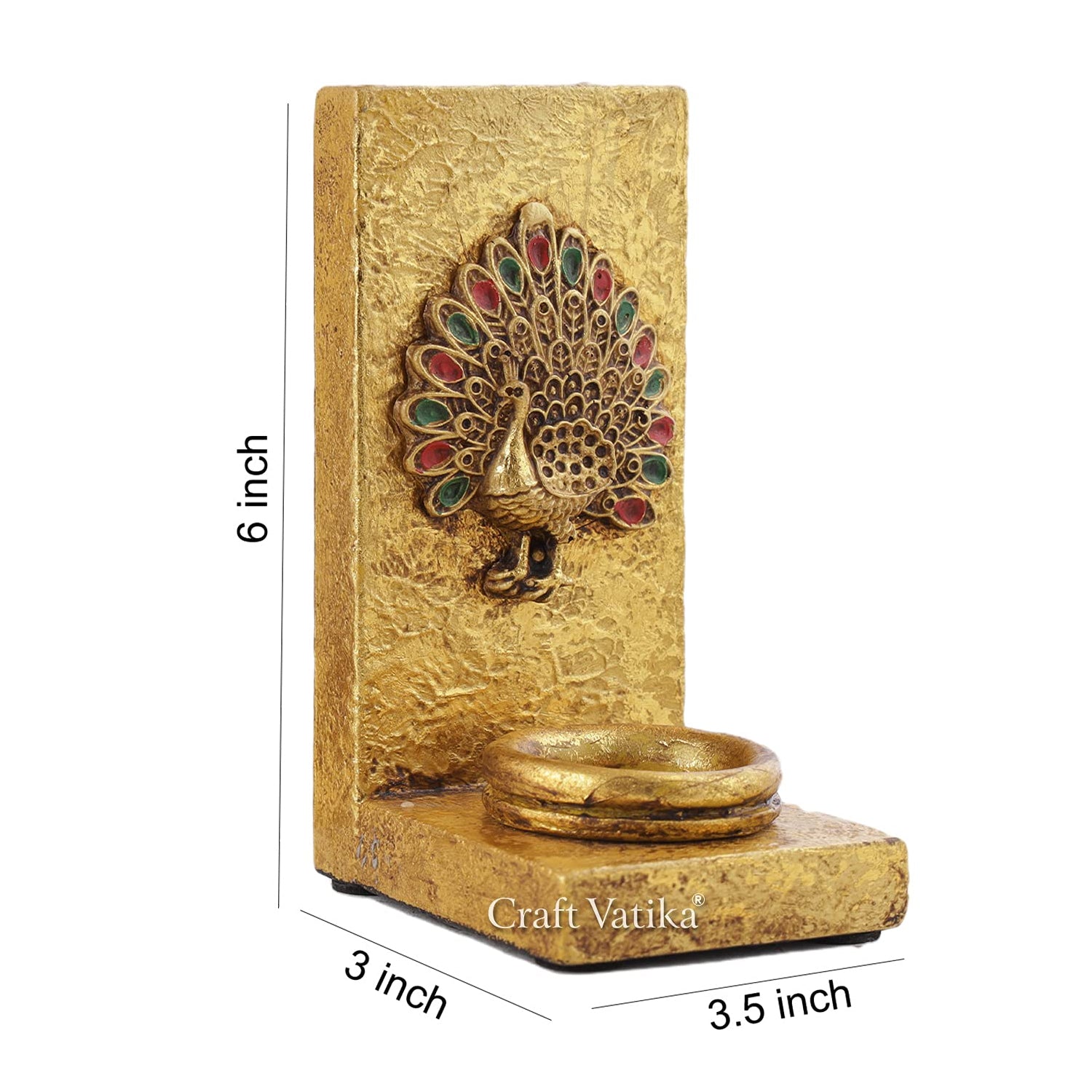 Peacock Design Resin Tea Light Candle Holder Stand,