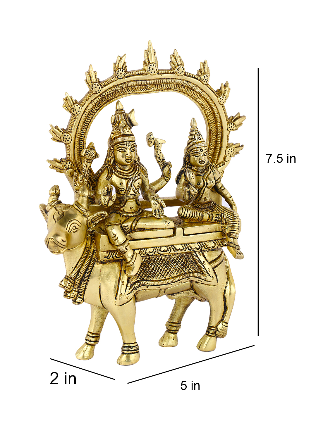 Lord Shiva Parvati Sitting On Nandi Sculpture Brass Statue Shbs134