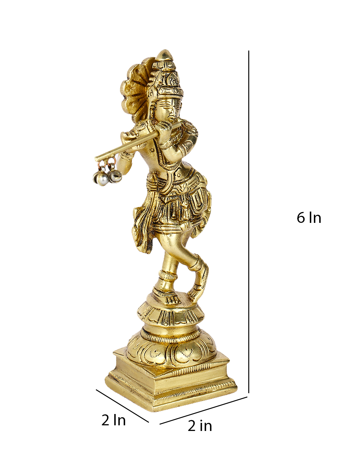 Brass Flute Playing Krishna Statue Kbs132