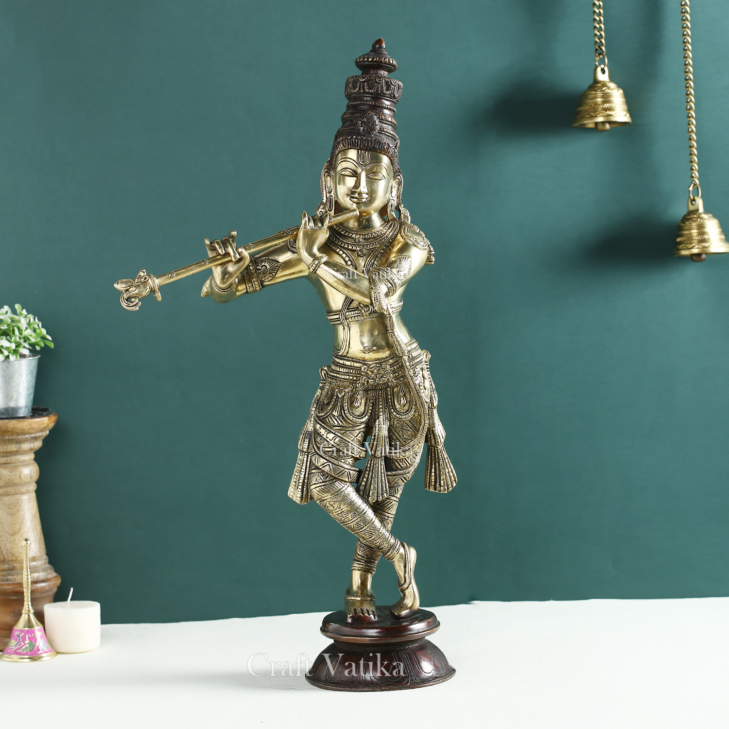Large Size Krishna Brass Idol For Puja (23 Inches) Kbs160