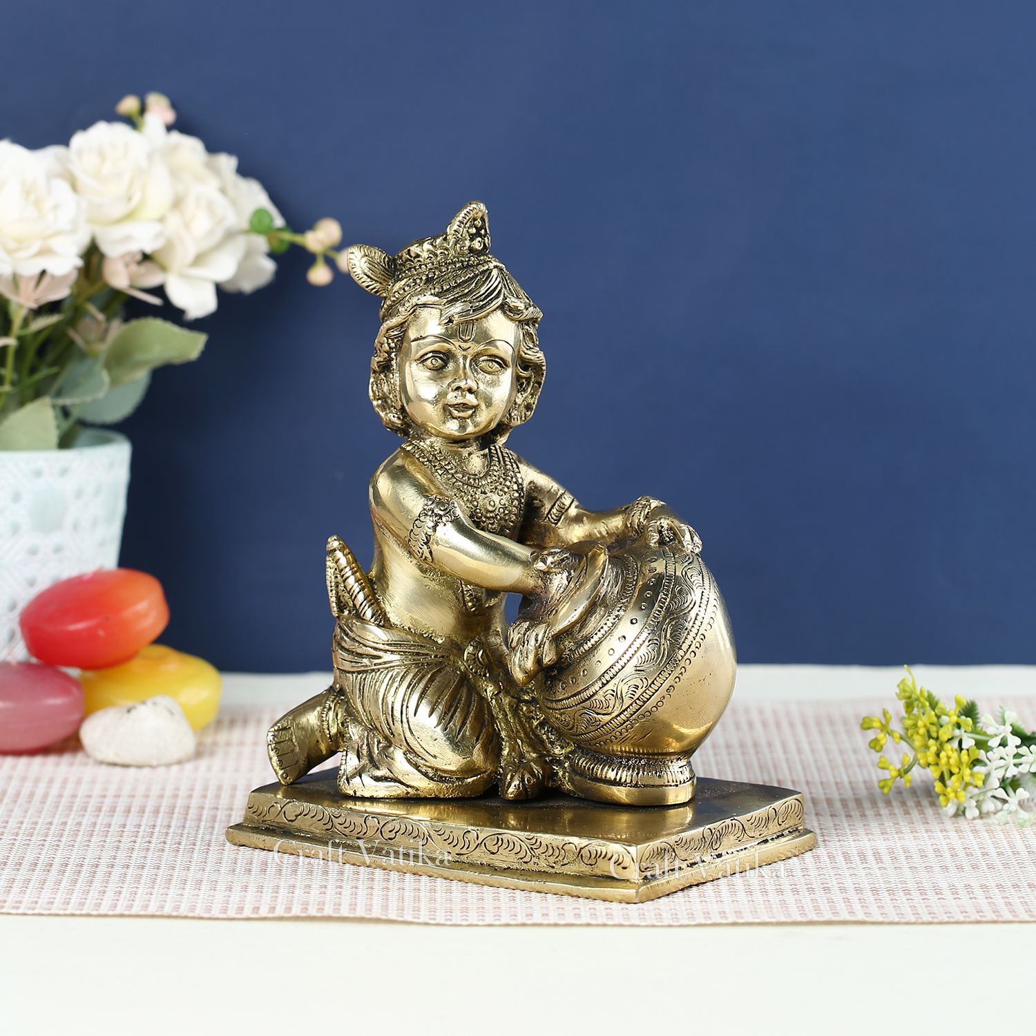 Makhan Chor Krishna Brass Idol Kbs135