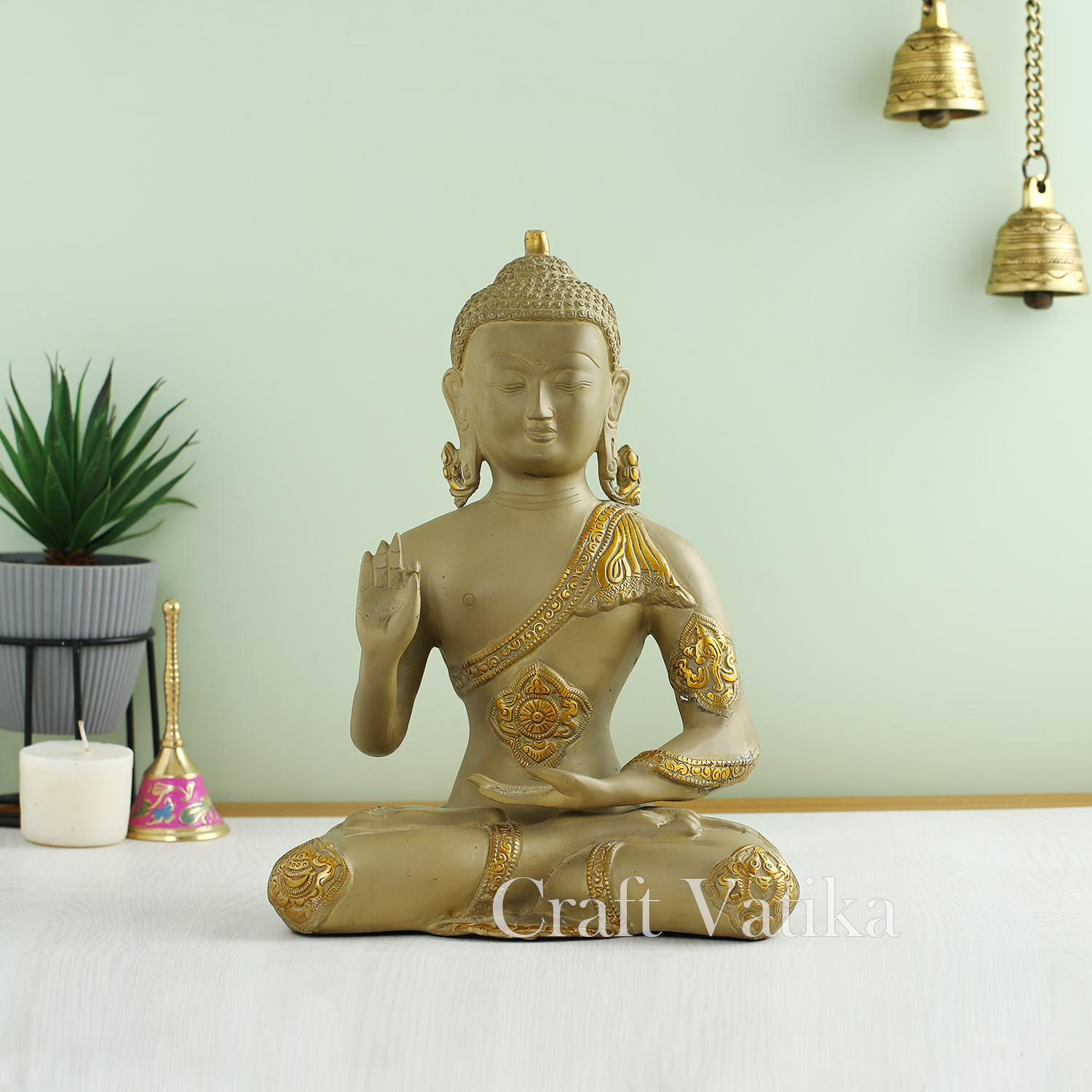 Abhaya Blessing Buddha Brass Idol Murti Statue