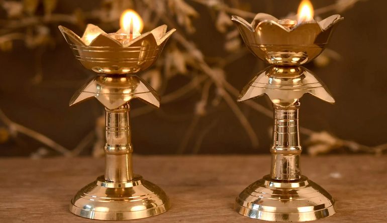 Illuminating the Festival with Decorative Diyas and Brass Lotus Diya