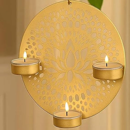 Diwali Decoration Items, Metal Tealight Candle Holder Set of 2,Christmas Decor Gifts, Tlight Candle Holder, Wall Hanging Pooja Decoration Items(TCMH485-1BOX)