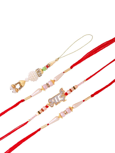 Rakhi Set of 4 for Brother Bhabhi Kids with Chocolate Gift GMAS226-BC- DIYA Combo