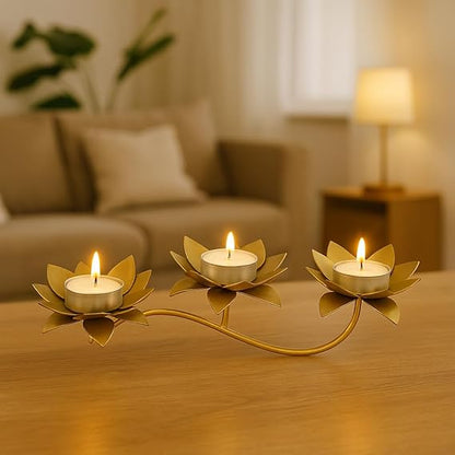 Tealight Candle Holder Set, Diwali Decor Items, Lotus Design Tealight Candle Holder Stand Frame, Christmas Diwali Decoration Items, Pooja Decoration Items, Temple Mandir Decorations (TCMH493-1BOX)