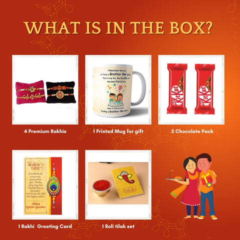 Rakhi for Brother with Mug and Chocolate RAKHI253-MUG-Bless-Kitkat2