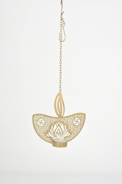 Tealight Candle Holder Set of 2, Diwali Decoration Items,Diya Design Tlight Candle Holder for Home Wall Hanging Decorations(TCMH484-1BOX)