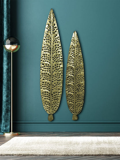 CraftVatika Metal Iron Ham Leaf Couple Wall Art Sculpture And Hanging Decor For Living Room And Office - DFMW413