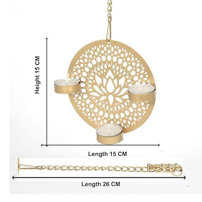 Diwali Decoration Items, Metal Tealight Candle Holder Set of 2,Christmas Decor Gifts, Tlight Candle Holder, Wall Hanging Pooja Decoration Items(TCMH485-1BOX)