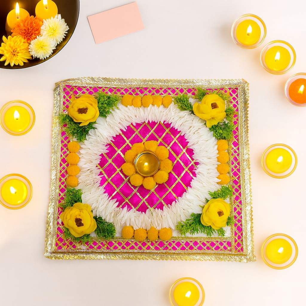 Rangoli Mat Tealight Candle Holder Set of 1 Festival Decoration Items ( RANG203 )