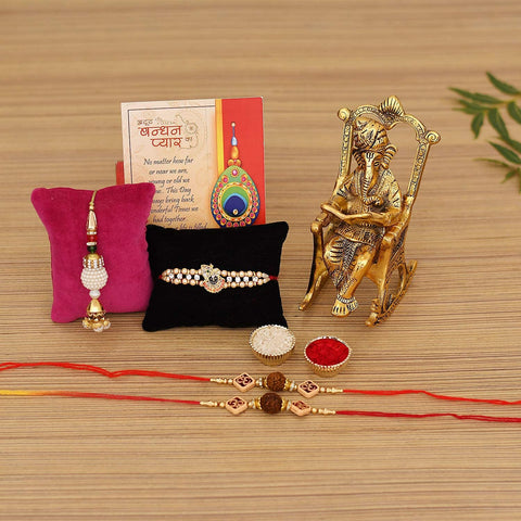 Rakhi Gift for Bhaiya Bhabhi with Ganesha Statue 