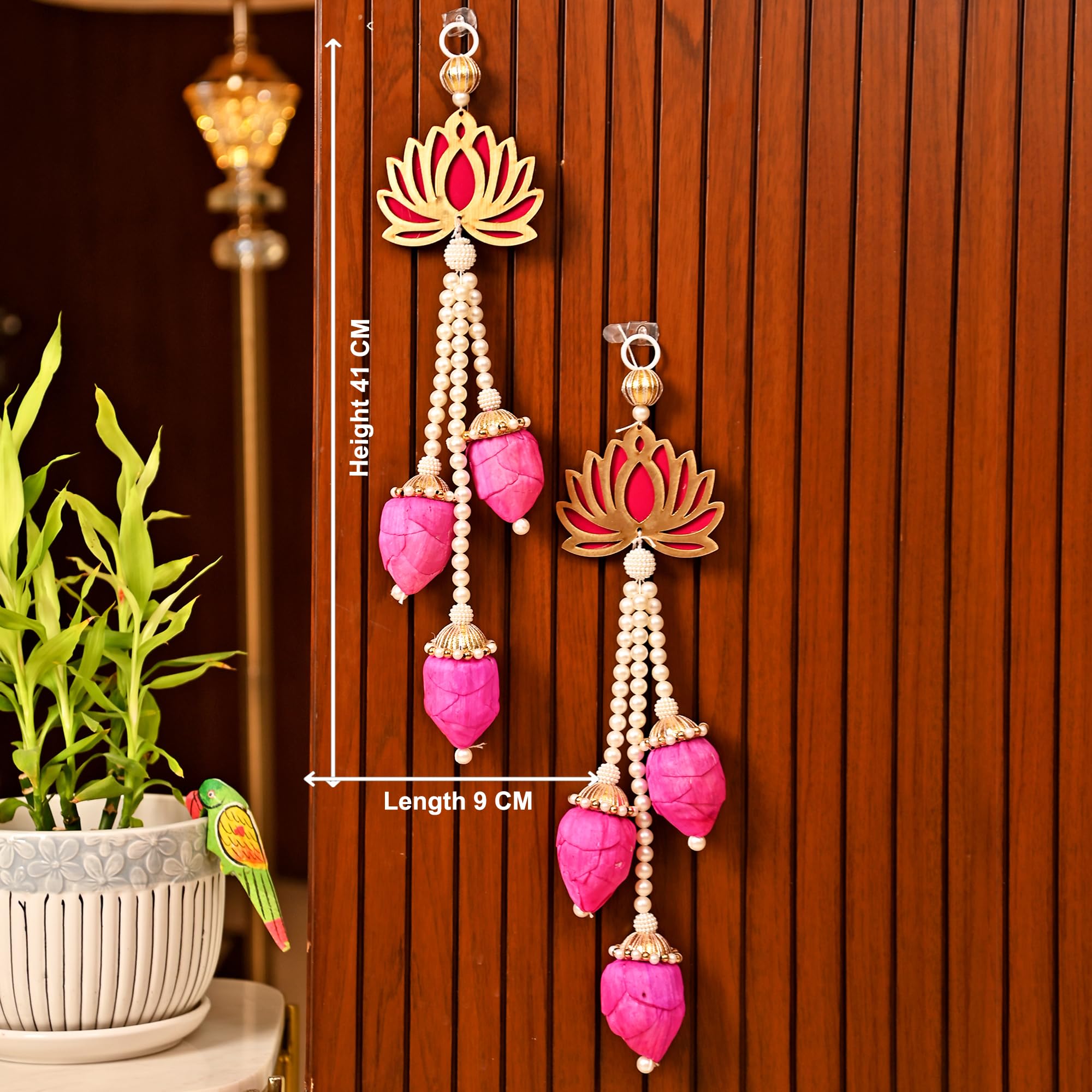 Diwali Decor Items, Lotus Shape Hanging Items, Set of 5 (LTKN149-5)