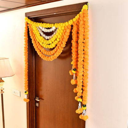 Toran for Main Door Entrance, Fluffy Flower Bandarwal Toran (TORAN186)
