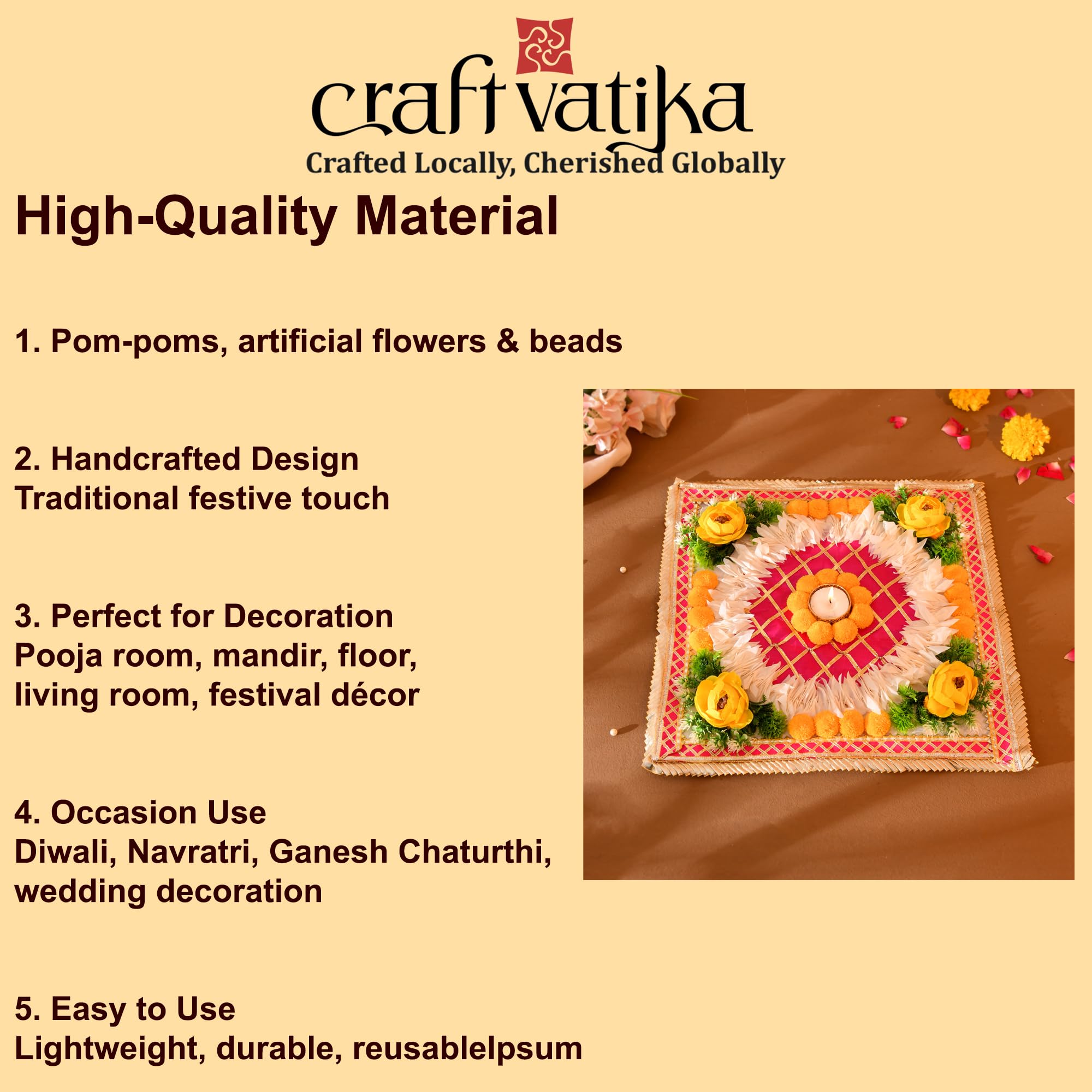 Rangoli Mat Tealight Candle Holder Set of 1 Festival Decoration Items ( RANG203 )