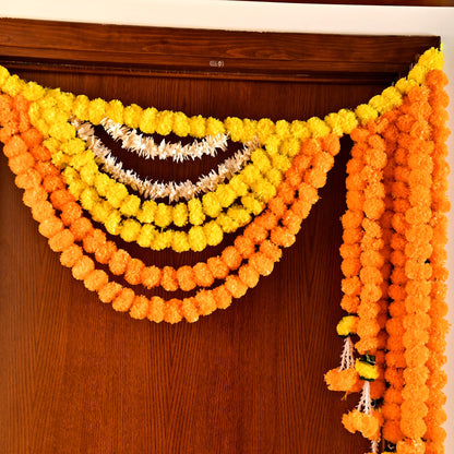 Toran for Main Door Entrance, Fluffy Flower Bandarwal Toran (TORAN186)