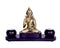 Blessing Buddha Brass Idol On Wooden Base With Tealight Candle Holder Statue