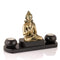 Blessing Buddha Brass Idol On Wooden Base With Tealight Candle Holder Statue