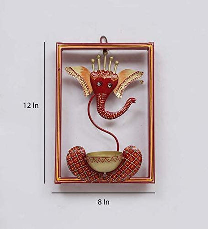 Iron Ganesha Tealight Candle Holder Wall Hanging Showpiece