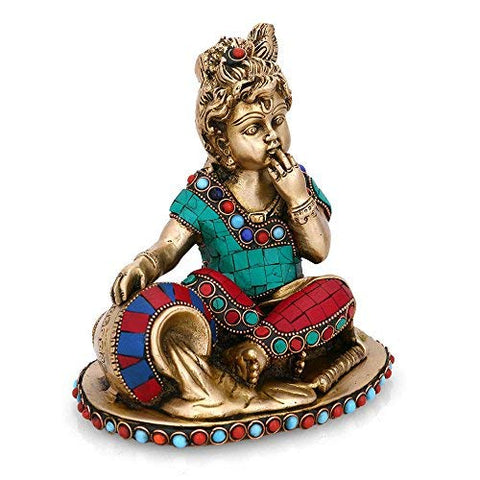 Baby Krishna Brass Idol Butter Thief Krishna Statue