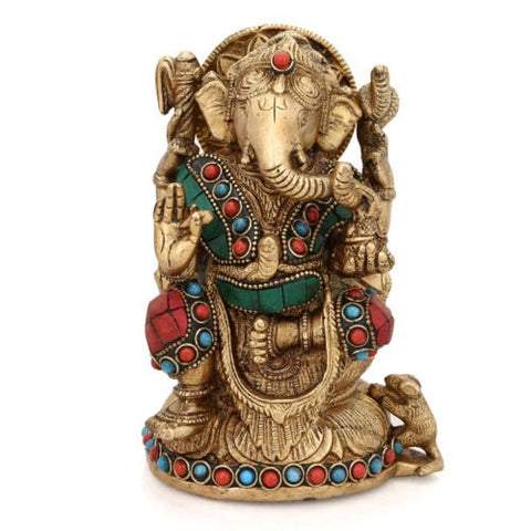 Brass Lakshmi Ganesh Idol Set Murti Statue 