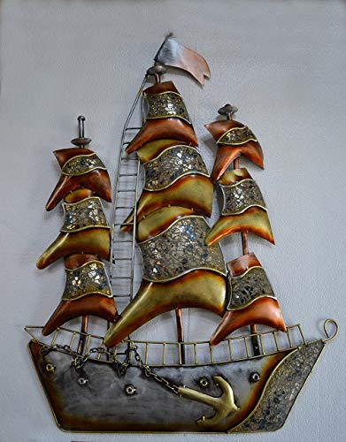 Metal Ship Mounted Wall Hanging Showpiece