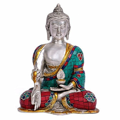Multicolored Brass Meditating Buddha Idols Showpiece Bts221