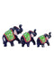 Walking miniature elephant family Trunk up TMS111-Blue