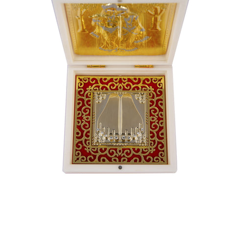 Gold Plated Radhe Krishna Charan Paduka For Gift Rkmas126