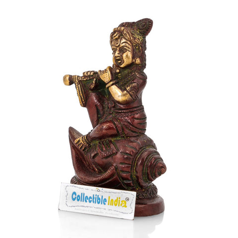 Brass Baby Krishna Statue Sitting On Conch Kbs117