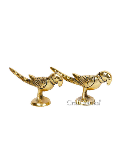 Metal Parrot Statue (Set Of 2)