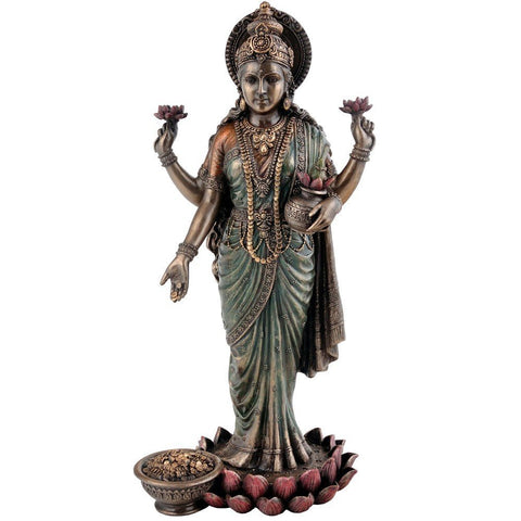 Brass Standing Lakshmi Idol Murti Statue