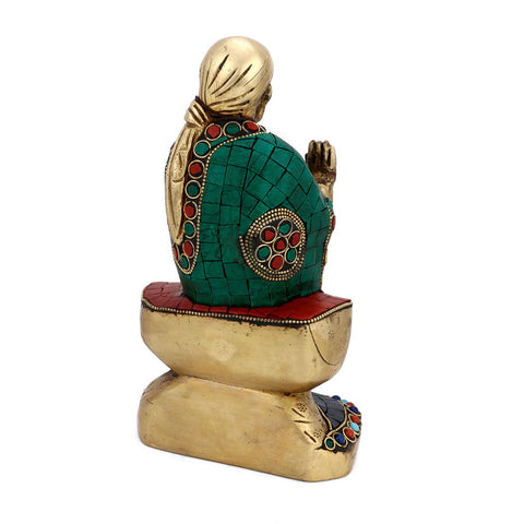 Brass Blessing Sai Baba Seating On Rock Idol Showpiece Sits106