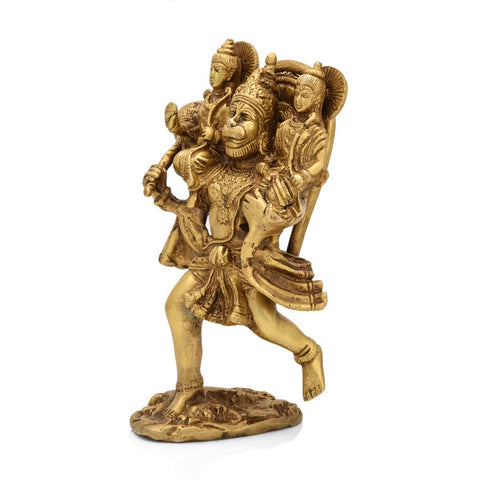 Brass Shri Ram Laxman Sitting on Shoulder of hanuman ji Idol Statue