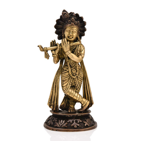 Brass Flute Playing Krishna Idol Kbs128