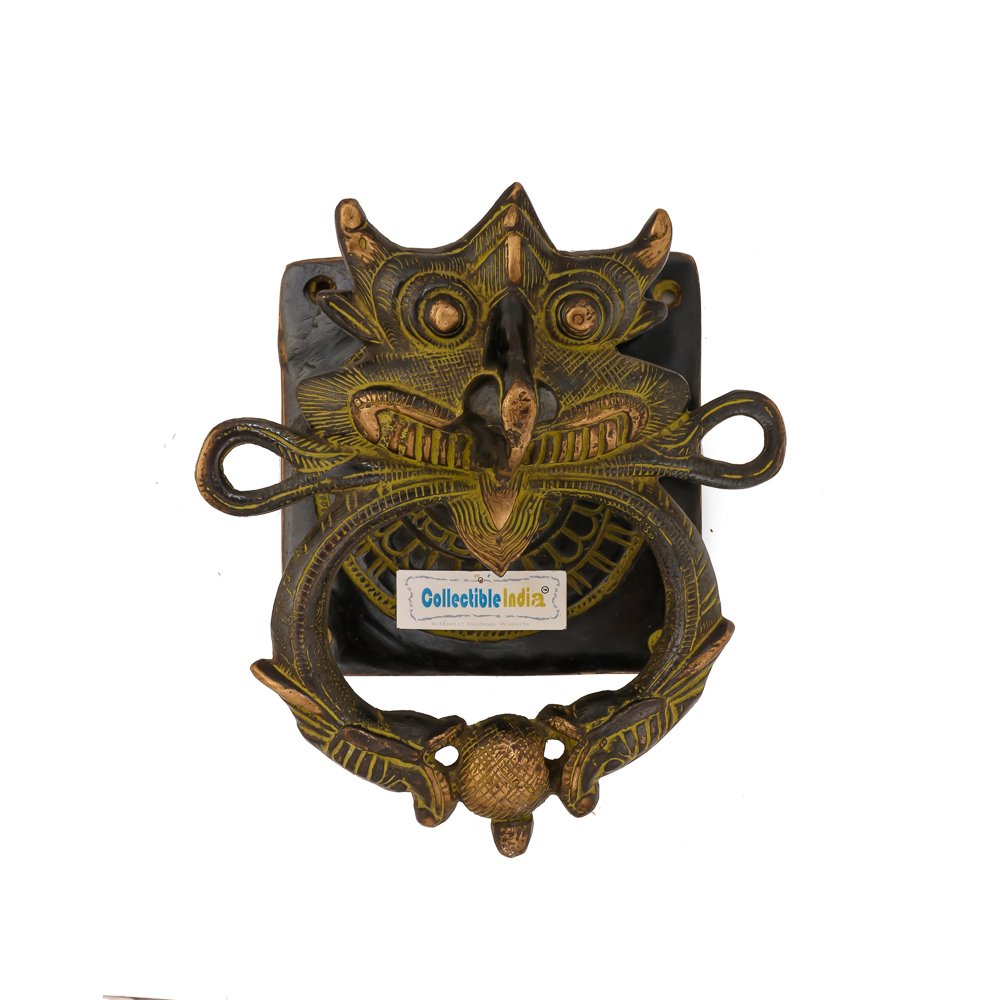 Mahakala Brass Knocker Antique Finish Handle Vintage Style Door Knob