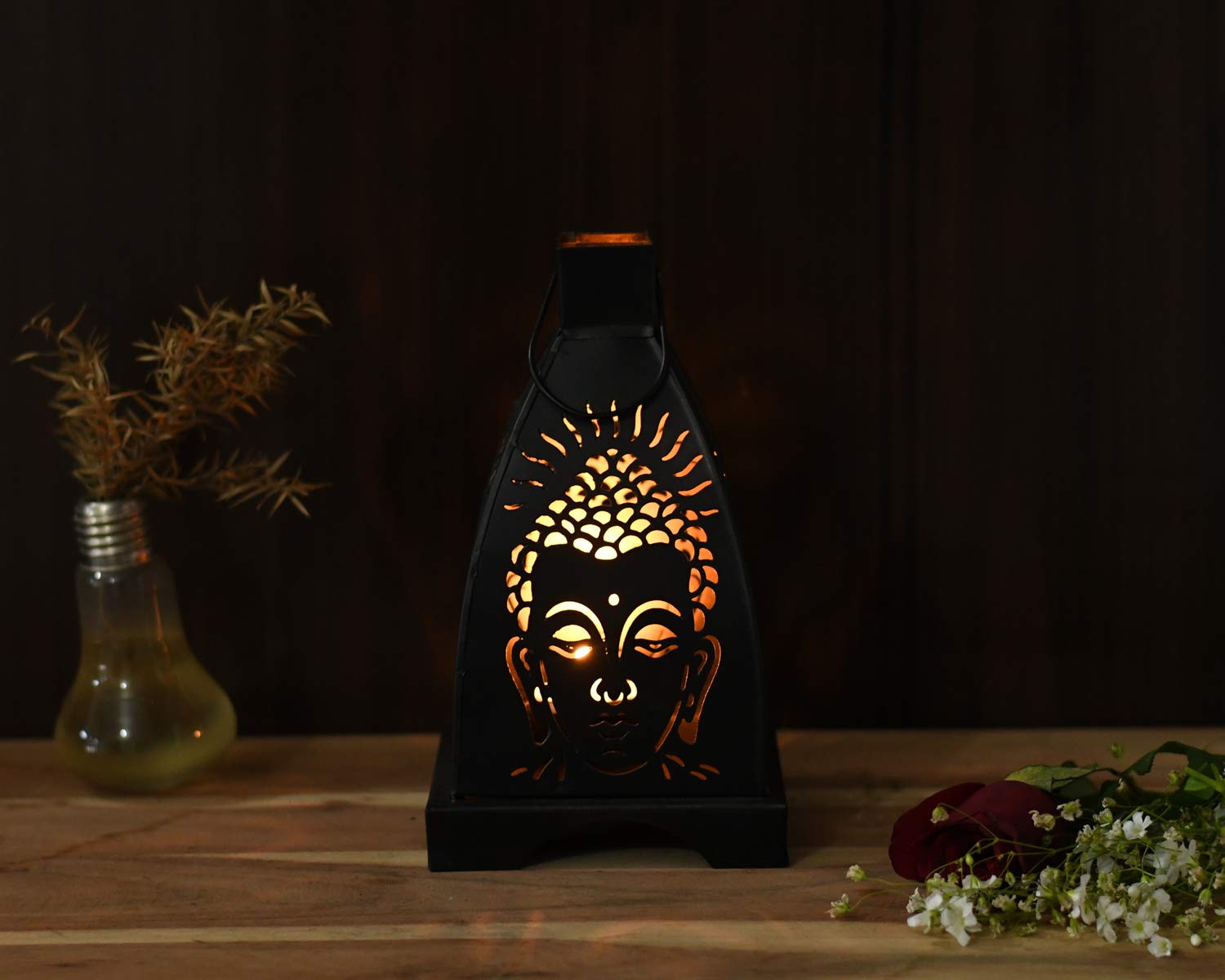 Iron Buddha Shadow Tealight Candle Holder Wall Hanging Decor Dfmw347