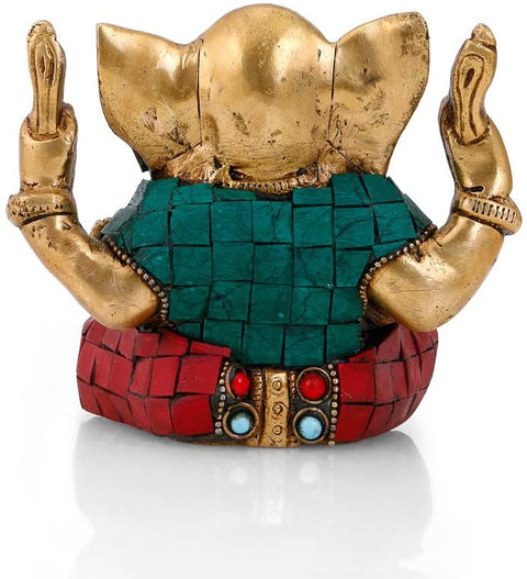 Ganesha Writing Shubh Labh Handmade Statue Figurine 