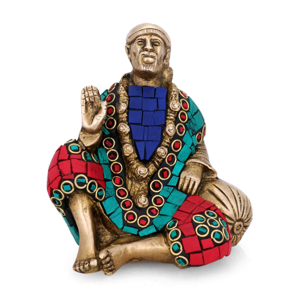 Blessing Sai Baba Brass Idol Showpiece Sits105