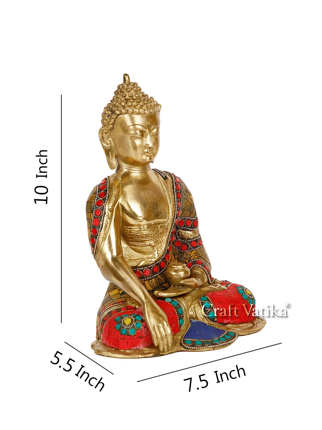 Buddha Statue of Brass with Sacred Kalash Temple Idol