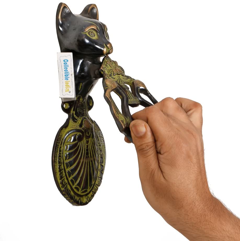 Brass Vintage Style Cat Sculpture Door Knocker 