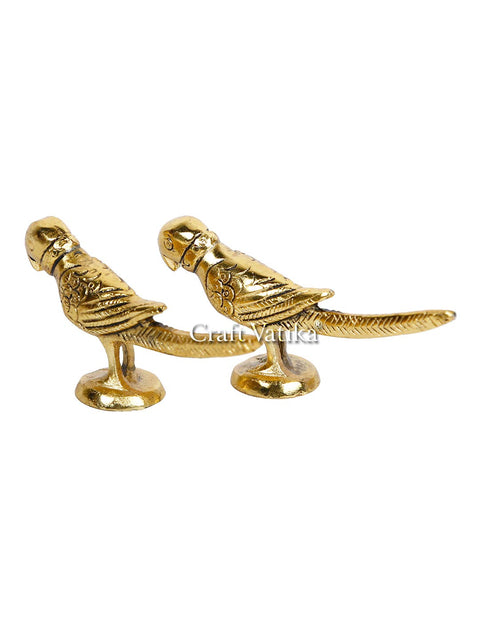 Metal Parrot Statue (Set Of 2)