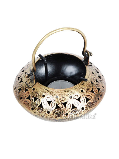 Metal Degchi Tealight Candle Holder Hanging Showpiece