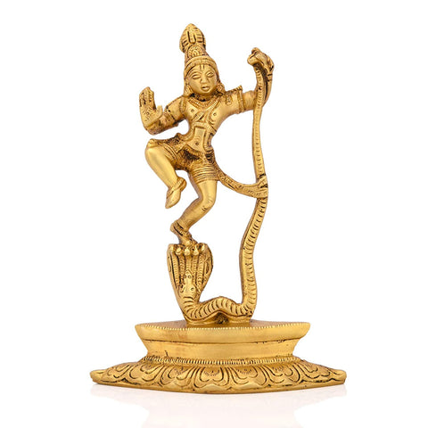 Brass Dancing Krishna On Kaliya Nag Statue Kbs126