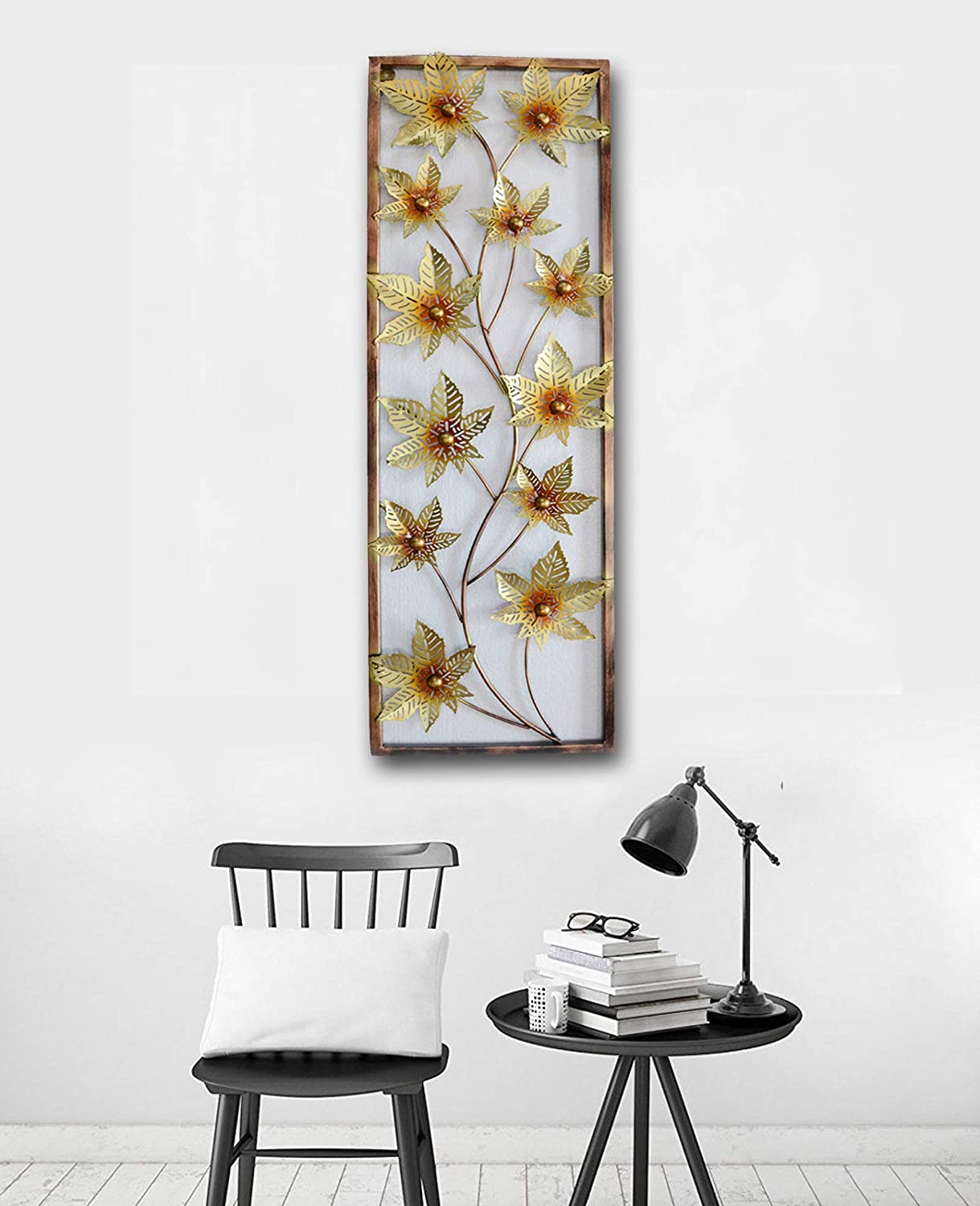 Metal Flower Frame Mounted Wall Art Decor Showpiece