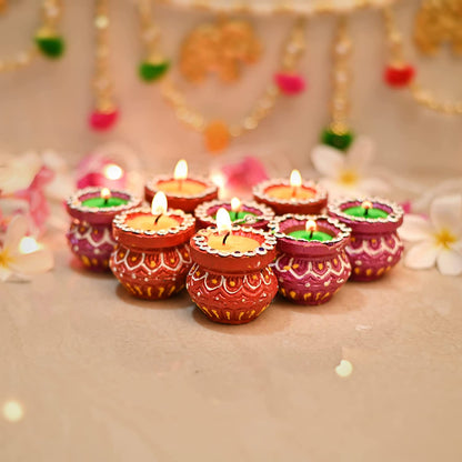 Decorative Clay Matki Floating Wax Candles