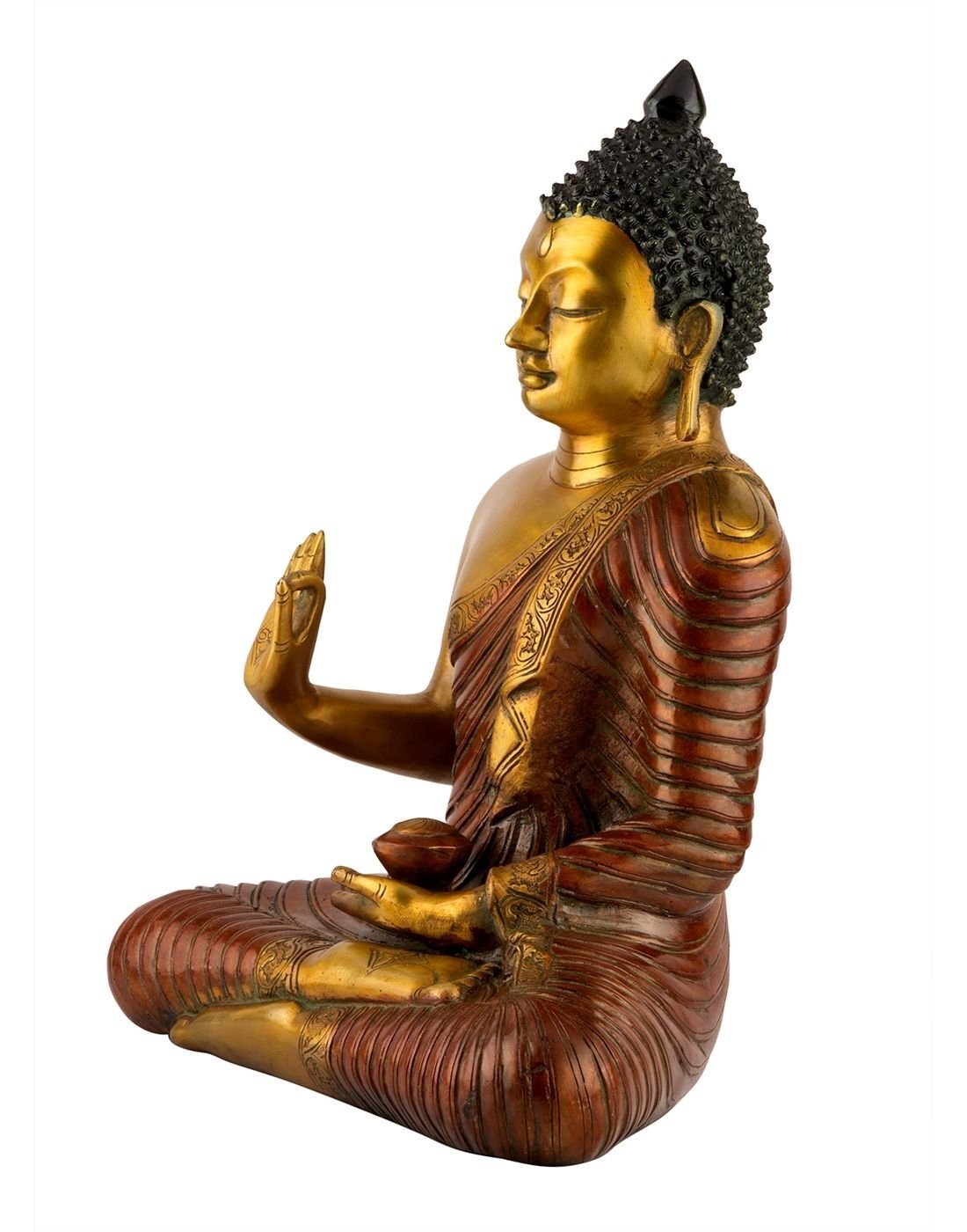 Blessing Brass Sculpture of Abhaya Buddhist Buddha Idol