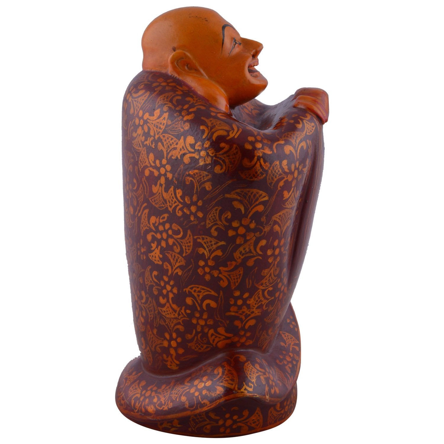 Smiling Wooden Buddha Statue for Home Decor & Gift